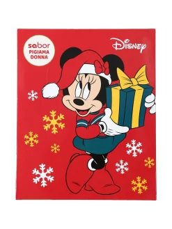 Sabor Minnie pigiama natalizio donna in cotone - rosso