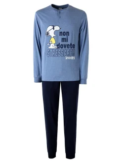 Sabor Snoopy pigiama lungo da uomo in cotone - jeans