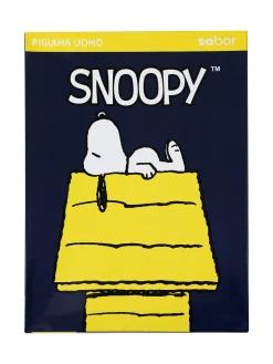 Sabor Snoopy pigiama lungo da uomo in cotone - jeans