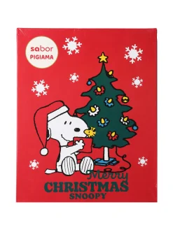 Sabor Snoopy pigiama natalizio da bambina in cotone