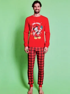 Sabor Topolino pigiama natalizio uomo in cotone - rosso