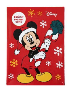 Sabor Topolino pigiama natalizio uomo in cotone - rosso