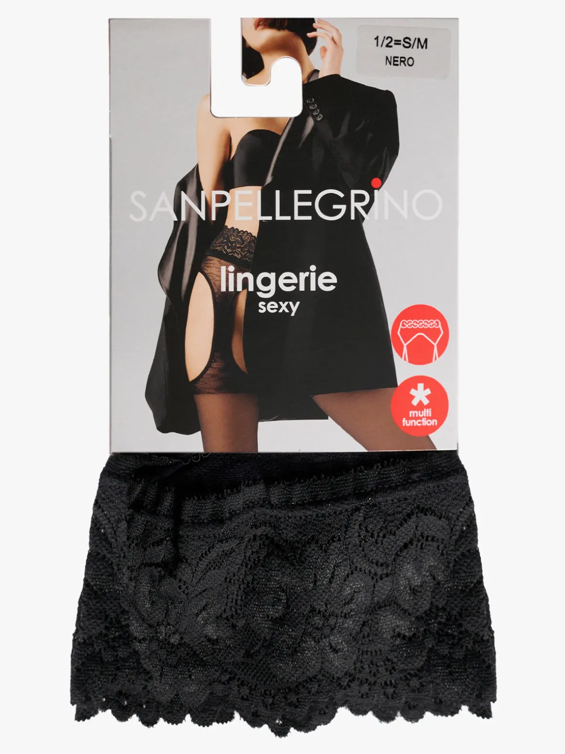 Sanpellegrino Collant donna con reggicalze incorporato in pizzo - nero