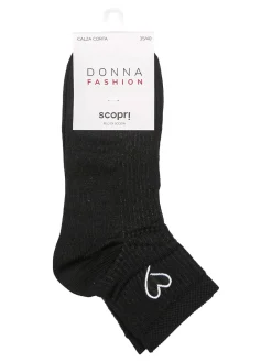 Scopri Calze corte da donna cuore in filo di scozia - nero