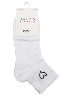 Scopri Calze corte da donna cuore in filo di scozia - bianco