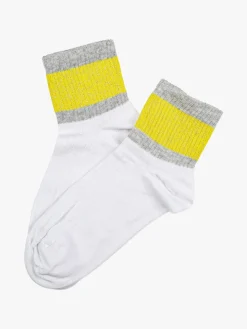 Scopri Calze corte da donna in cotone stretch con inserto lurex - giallo