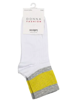 Scopri Calze corte da donna in cotone stretch con inserto lurex - giallo