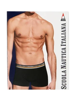 Scuola Nautica Italiana Boxer da uomo in cotone stretch - nero