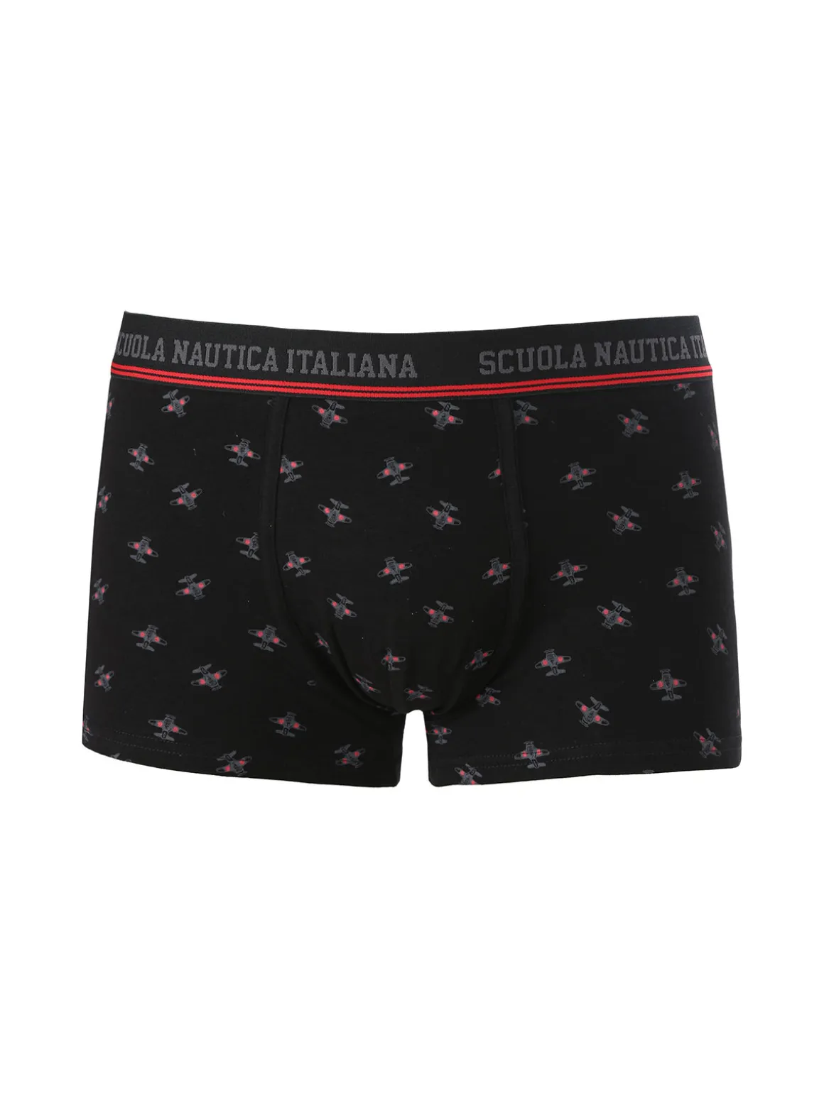 Scuola Nautica Italiana Boxer uomo con stampe in cotone stretch - nero