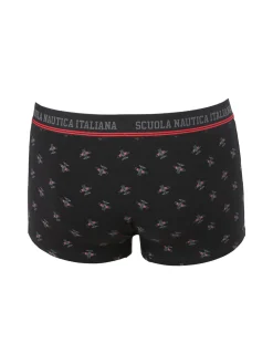 Scuola Nautica Italiana Boxer uomo con stampe in cotone stretch - nero