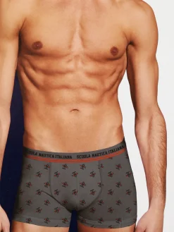Scuola Nautica Italiana Boxer uomo con stampe in cotone stretch - grigio scuro