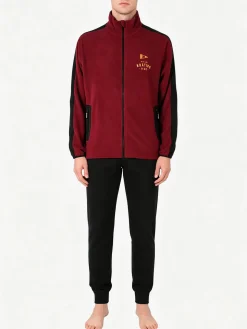Scuola Nautica Italiana Completo tuta 2 pezzi da uomo in pile full zip - bordeaux