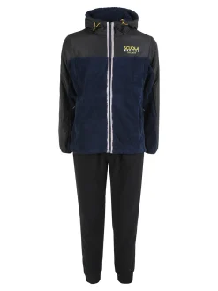 Scuola Nautica Italiana Completo tuta da uomo in pile con cappuccio e zip - blu scuro