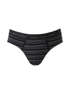 Scuola Nautica Italiana Slip da uomo a righe in cotone elasticizzato - nero