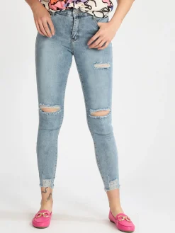 Semaforo Jeans donna skinny con strappi