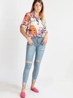 Semaforo Jeans donna skinny con strappi