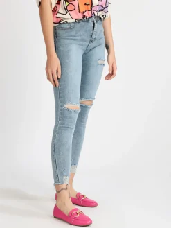 Semaforo Jeans donna skinny con strappi