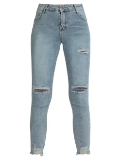 Semaforo Jeans donna skinny con strappi