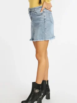 Semaforo Minigonna in jeans con frange