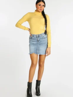 Semaforo Minigonna in jeans con frange
