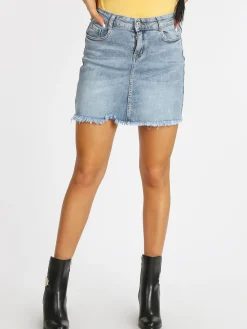 Semaforo Minigonna in jeans con frange
