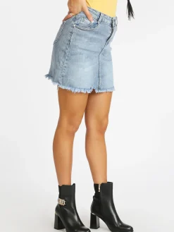Semaforo Minigonna in jeans con frange