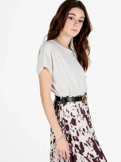 Sevenday Maglia donna a maniche corte tinta unita con lurex