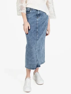 Sexy Sense Gonna lunga in jeans da donna con spacco dietro