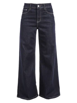 Sexy Sense Jeans donna a gamba larga e vita alta - blu scuro
