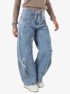 Sexy Sense Jeans donna barrel con strappi a gamba larga - jeans