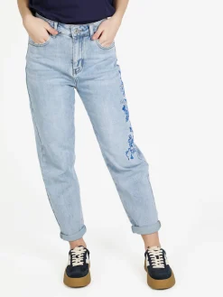 Sexy Sense Jeans donna mom fit con ricami floreali