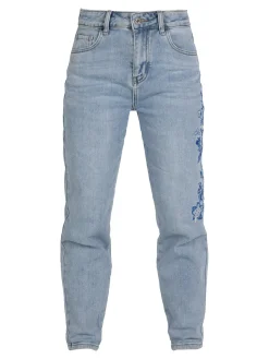 Sexy Sense Jeans donna mom fit con ricami floreali