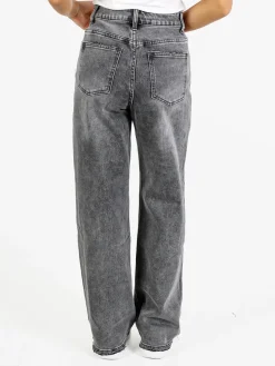 Sexy Sense Jeans donna vita alta a gamba larga - grigio scuro