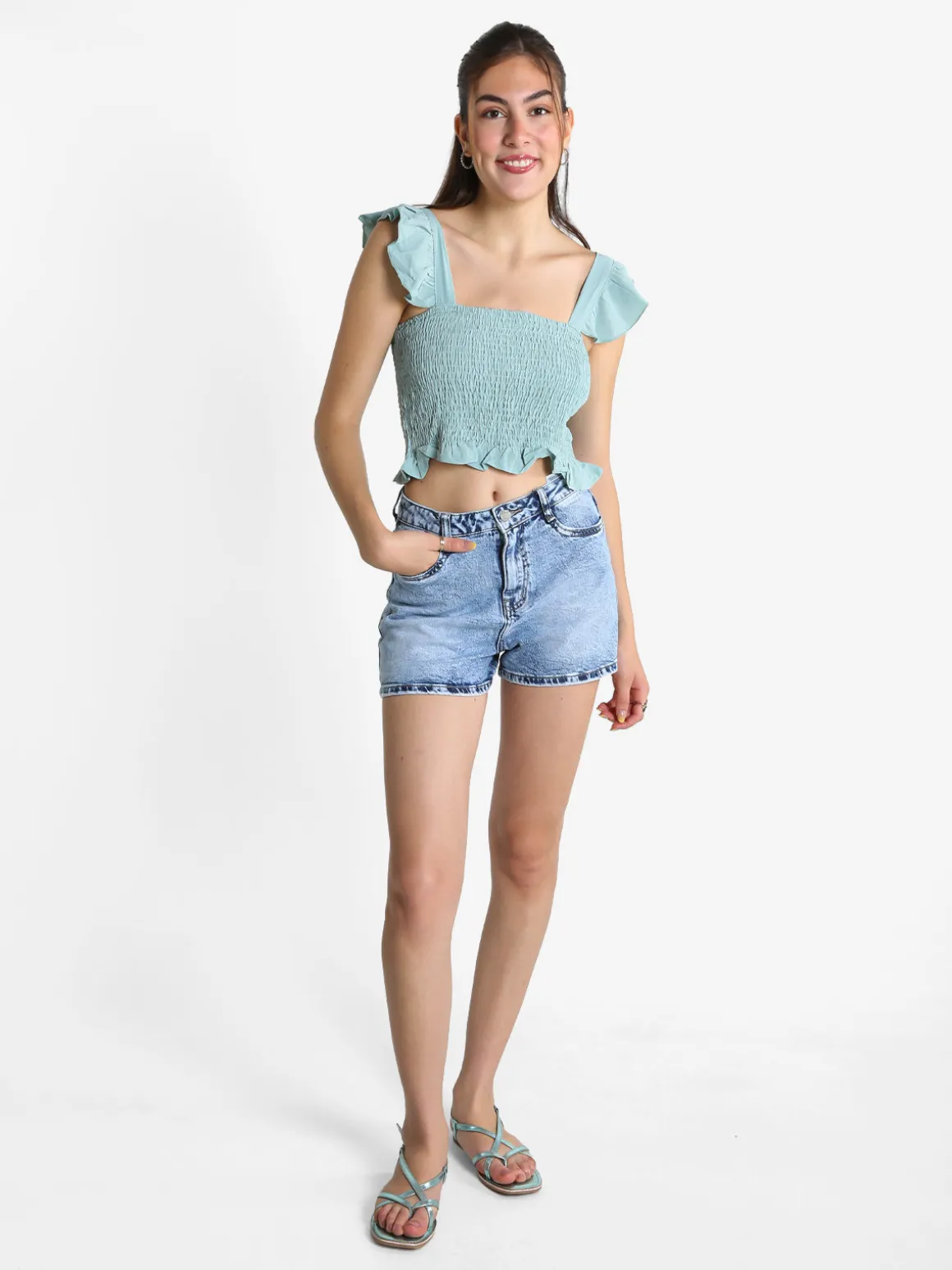 Sexy Sense Shorts donna in jeans a vita alta