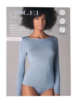 Sielei Maglia donna a maniche lunghe con scollo a barca