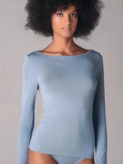 Sielei Maglia donna a maniche lunghe con scollo a barca