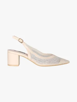 Sissi Miss Slingback donna in rete con paillettes aperte dietro - beige