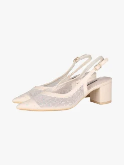 Sissi Miss Slingback donna in rete con paillettes aperte dietro - beige