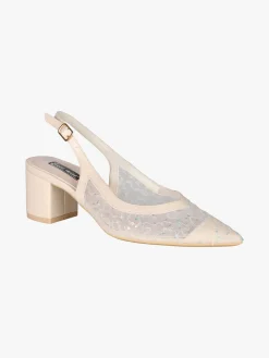 Sissi Miss Slingback donna in rete con paillettes aperte dietro - beige