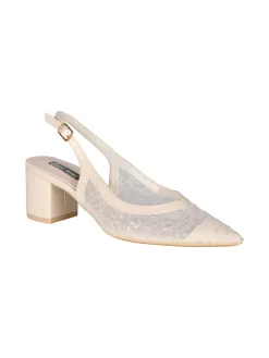 Sissi Miss Slingback donna in rete con paillettes aperte dietro - beige