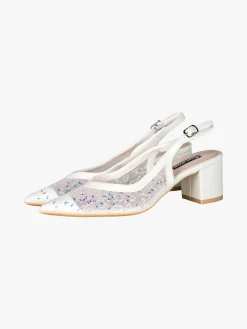 Sissi Miss Slingback donna in rete con paillettes aperte dietro - bianco