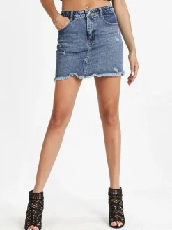 Sixte Gonna corta in denim sfrangiata