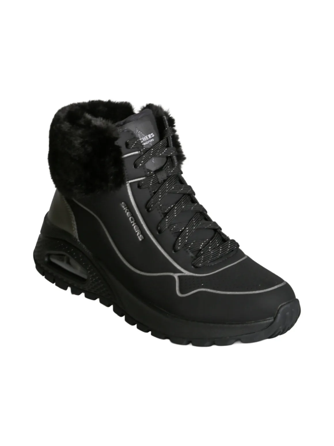 Skechers UNO RUGGED FALL SHIMMER Sneakers alte da donna con ecopelo - nero