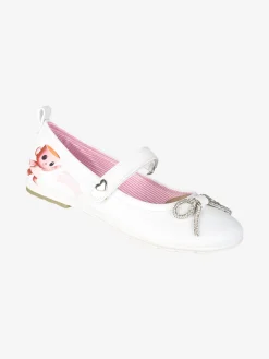 Skifidol Italian Brainrot Ballerine da bambina con strass e cinturino a strappo - bianco