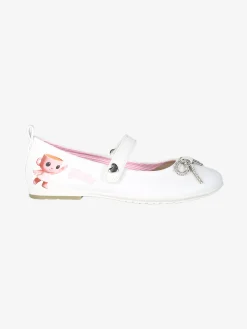 Skifidol Italian Brainrot Ballerine da bambina con strass e cinturino a strappo - bianco