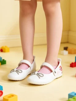 Skifidol Italian Brainrot Ballerine da bambina con strass e cinturino a strappo - bianco