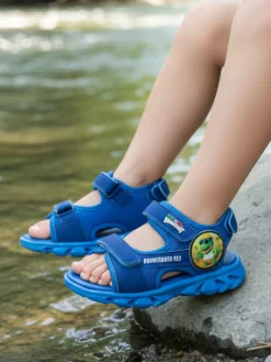 Skifidol Italian Brainrot Sandali da bambino con luci e cinturini a strappo - blu