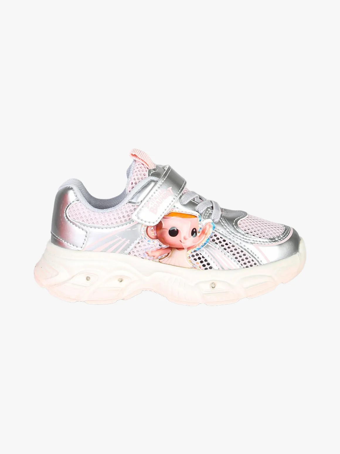 Skifidol Italian Brainrot Sneakers da bambina con luci e cinturino a strappo - argento
