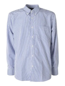 Sky Camicia a quadretti da uomo con maniche lunghe - blu