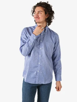 Sky Camicia da uomo a quadretti con maniche lunghe - blu